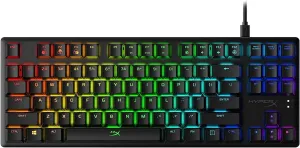 HyperX Alloy Origins Core Mechanical Gaming Keyboard Low Profile Aluminum Body Aqua Switch Tactile RGB Backlit for Xbox Series PS5 PS4 Computer PC Gaming Keyboards Tenkeyless Compact, Black (Renewed)
