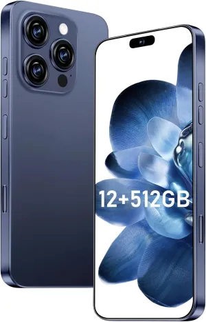 I16 ProMax Smartphone New Upgrade 12GB 512GB/6.99" Display 68 108MP Zoom Camera,Tempered Glass Finish, 7000mAh Android 14 Smartphone (Deep Blue)
