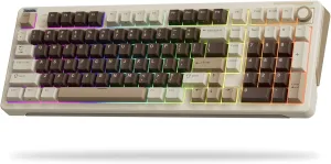 iLovBee B98 Wireless Mechanical Keyboard with Knob, Creamy RGB Gaming Keyboard w/Number Pad, Bluetooth/2.4Ghz/USB Wired Full Size Custom Keyboards for Win/Mac, Gasket Hot Swappable Linear Switches