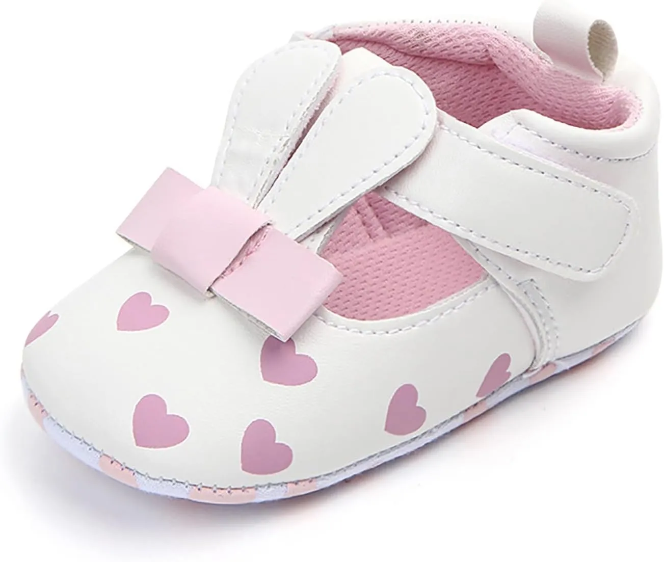 Infant 3D Rabbit Ears Girls Cute PU Love Print Flat Shoes Baby Shoes Non Slip Ankle Sneakers for Baby Girl Toddler Shoes