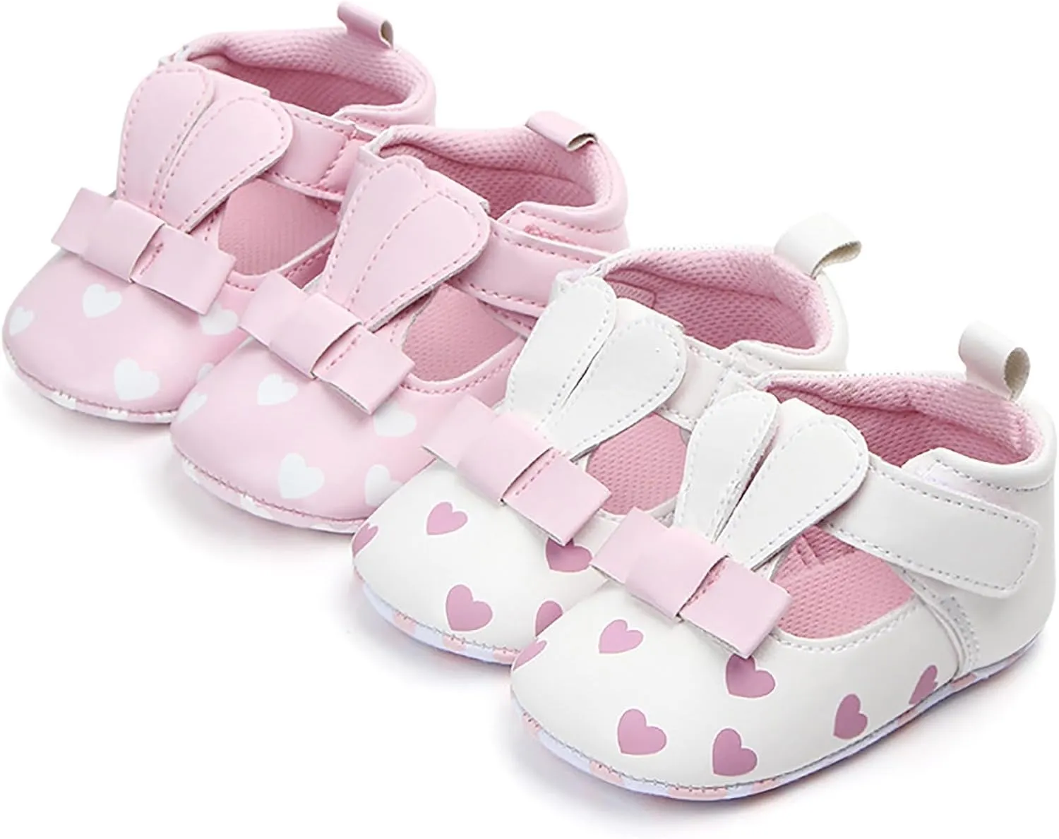 Infant 3D Rabbit Ears Girls Cute PU Love Print Flat Shoes Baby Shoes Non Slip Ankle Sneakers for Baby Girl Toddler Shoes