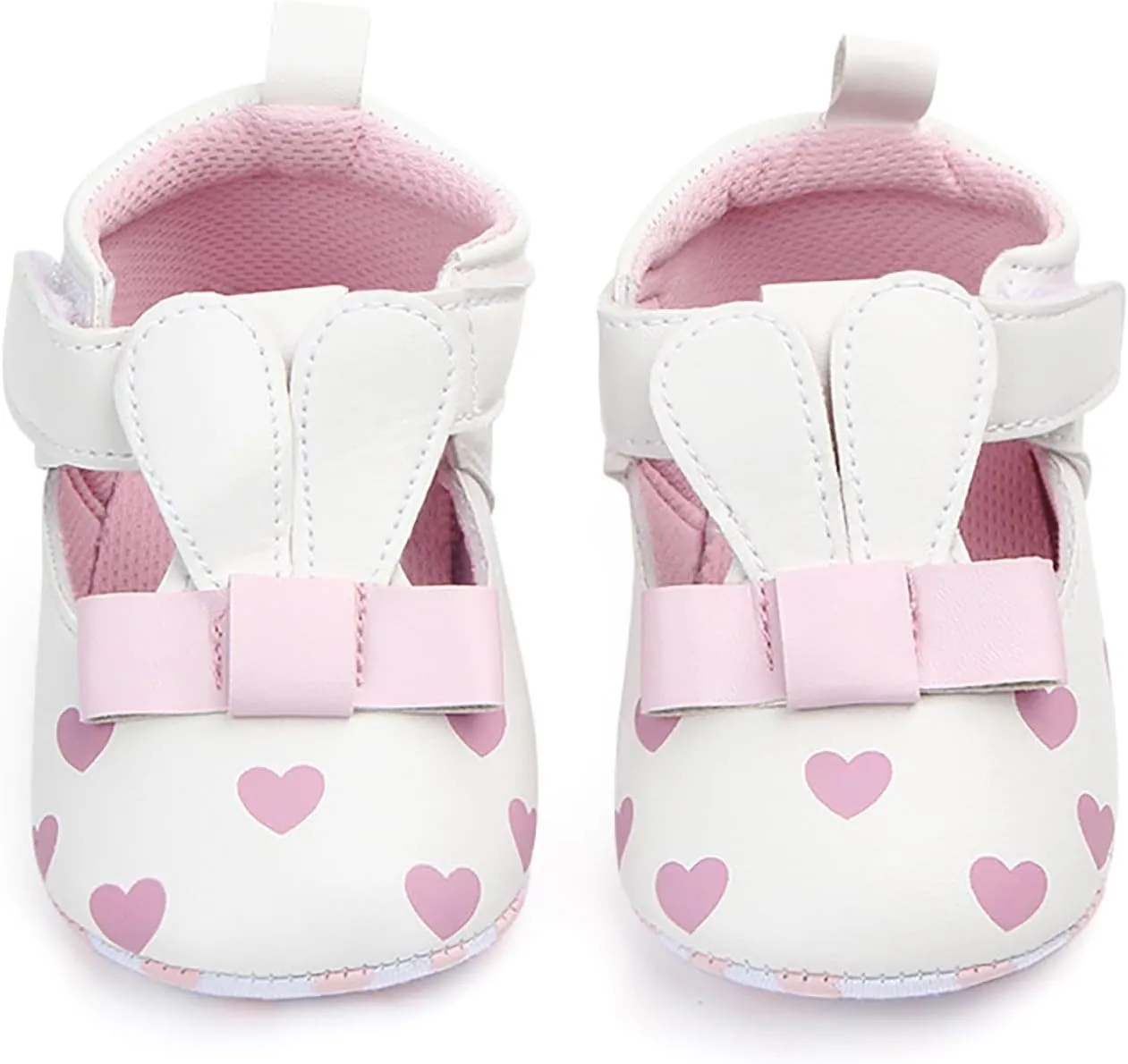 Infant 3D Rabbit Ears Girls Cute PU Love Print Flat Shoes Baby Shoes Non Slip Ankle Sneakers for Baby Girl Toddler Shoes