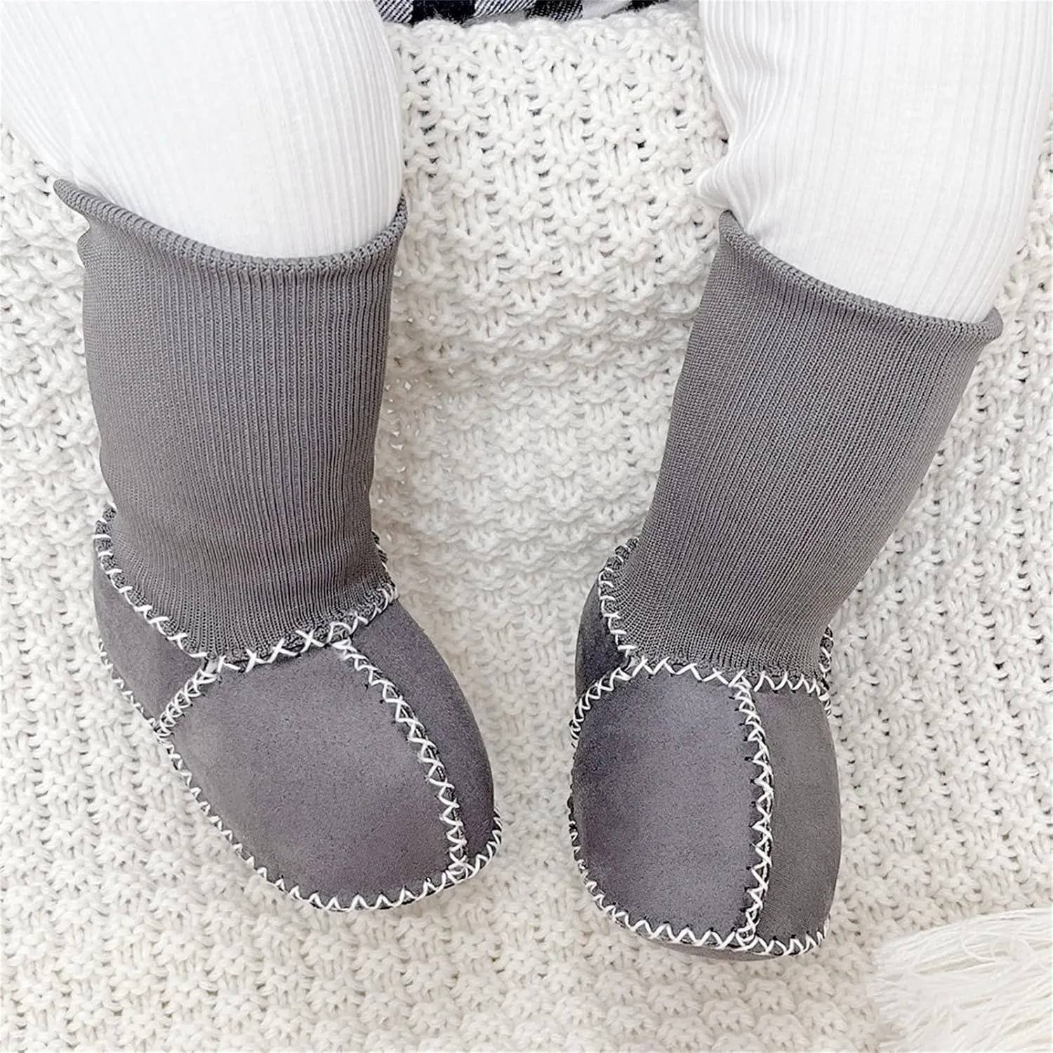 Infant Baby Boy Girls Moccasins Non-Skid Indoor Slipper Shoes Socks Booties with Grips First Walkers Kids Shoes Girls