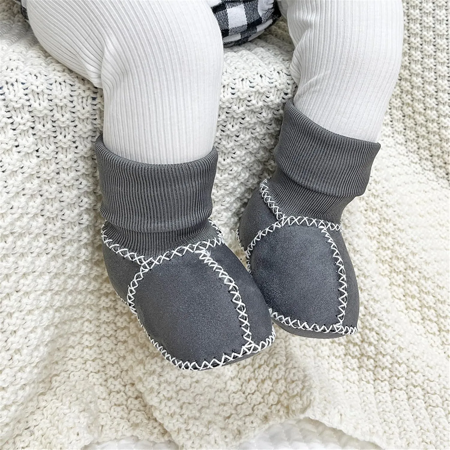 Infant Baby Boy Girls Moccasins Non-Skid Indoor Slipper Shoes Socks Booties with Grips First Walkers Kids Shoes Girls