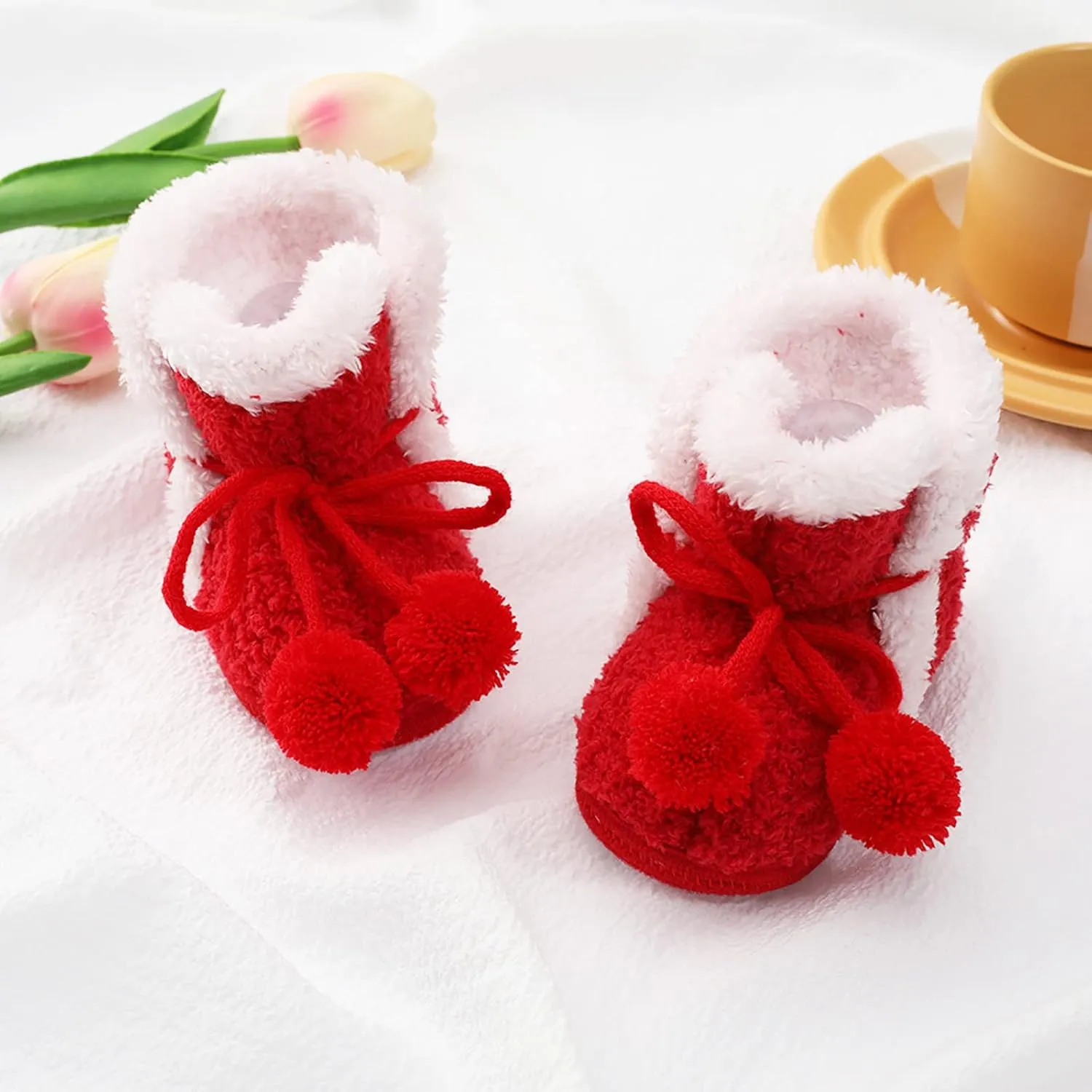 Infant Baby Boys Girls Booties Soft Non-Slip Sole Newborn Toddler First Walkers Crib Winter Warm Socks Snow Boots