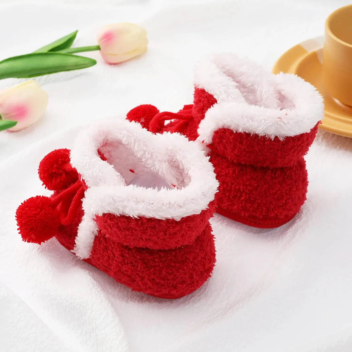 Infant Baby Boys Girls Booties Soft Non-Slip Sole Newborn Toddler First Walkers Crib Winter Warm Socks Snow Boots