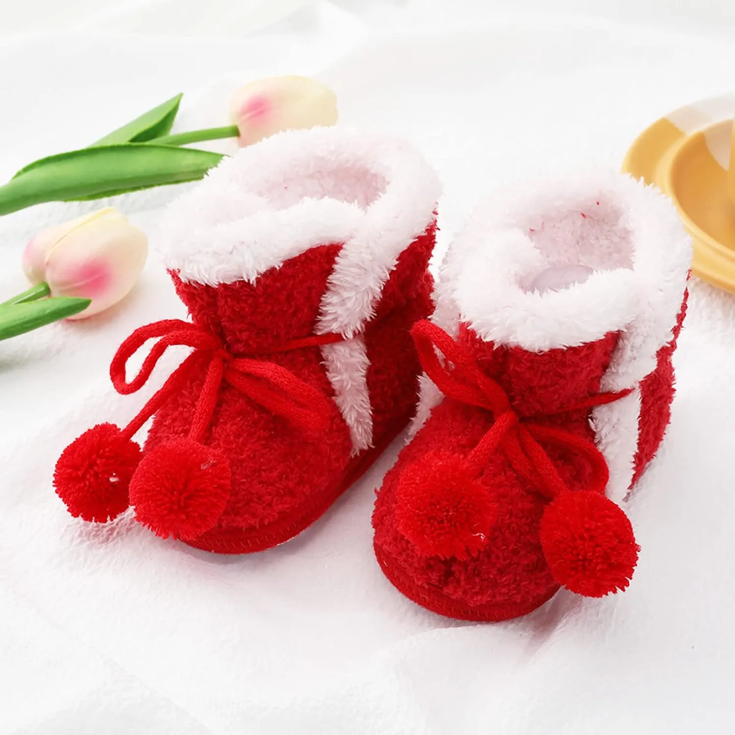 Infant Baby Boys Girls Booties Soft Non-Slip Sole Newborn Toddler First Walkers Crib Winter Warm Socks Snow Boots