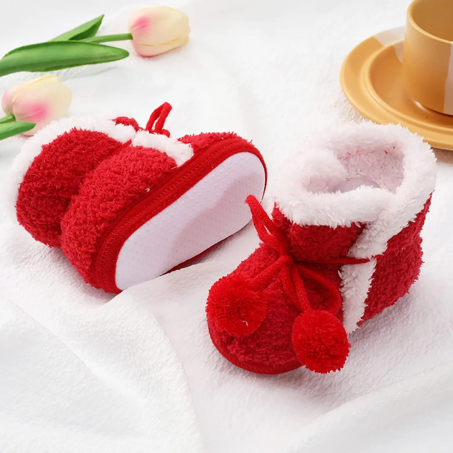 Infant Baby Boys Girls Booties Soft Non-Slip Sole Newborn Toddler First Walkers Crib Winter Warm Socks Snow Boots