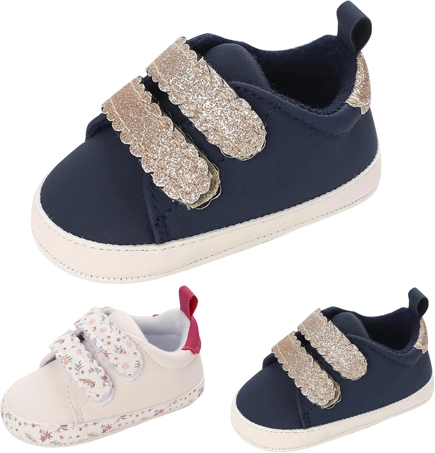 Infant Baby First Walking Shoes Toddlers Flat Bottom Non Slip Soft Sole Round Toe Comfortable Slip On Sports Shoes