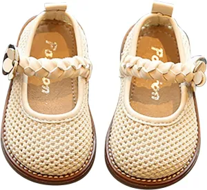 Infant Baby Girls Lightweight Princess Sandals Flower Pattern Woven Sandals Breathable Casual First Walking Shoes
