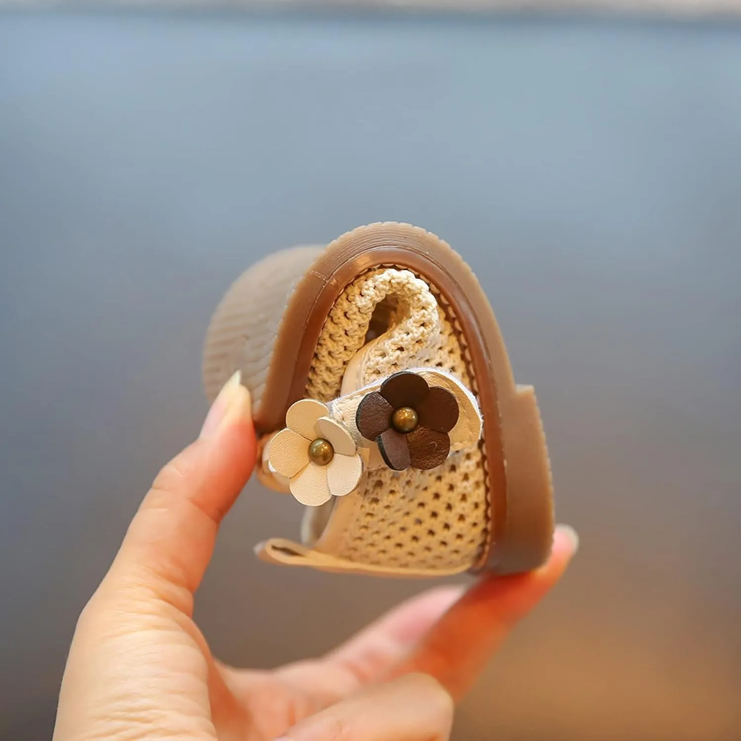 Infant Baby Girls Lightweight Princess Sandals Flower Pattern Woven Sandals Breathable Casual First Walking Shoes