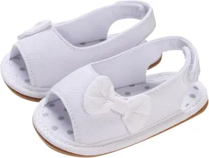 Infant Baby Girls Sandals With Flower Bowknot Soft Sole Shoes Newborn Toddler First Walkers Crib Dress Shoes
