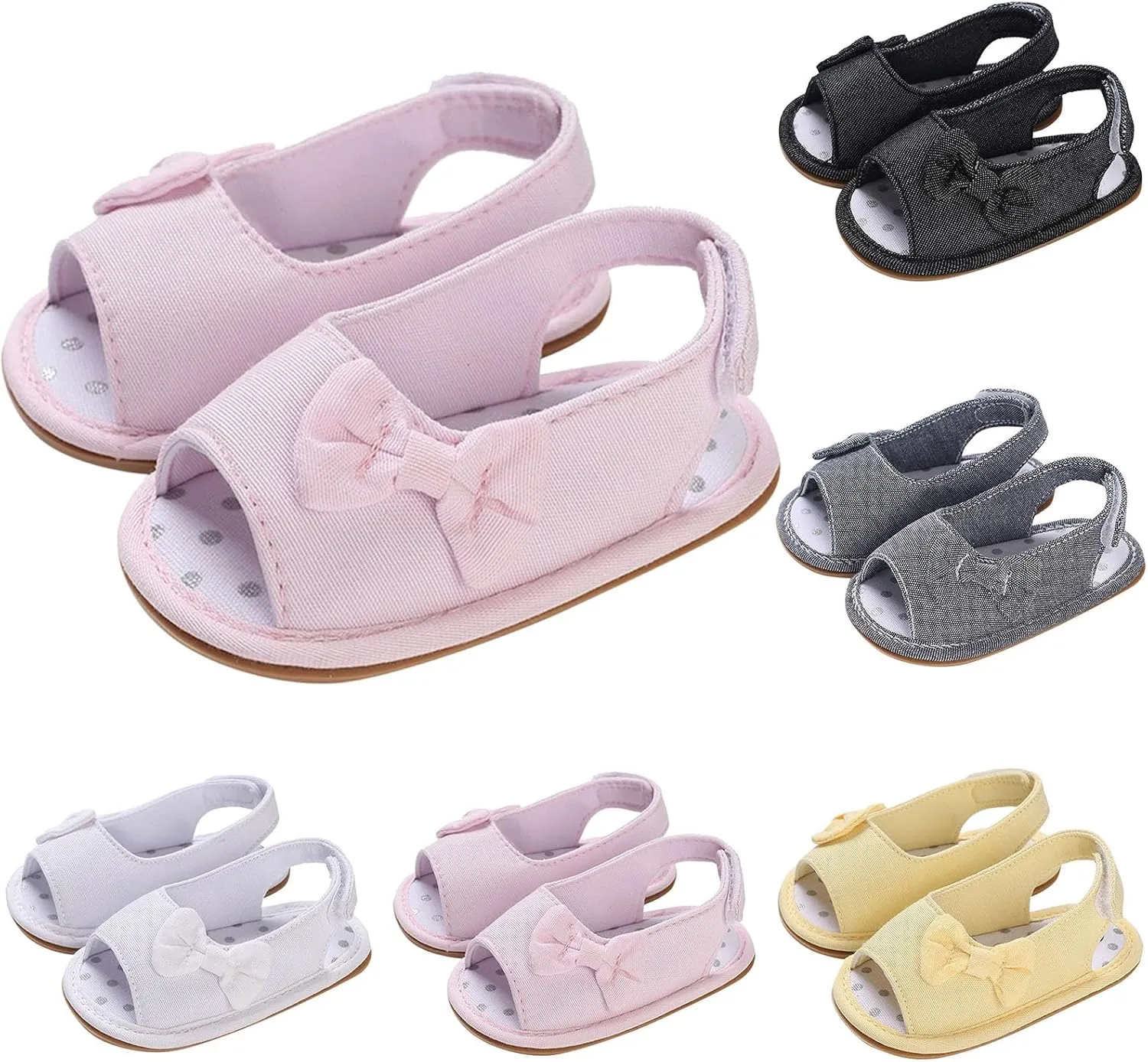 Infant Baby Girls Sandals With Flower Bowknot Soft Sole Shoes Newborn Toddler First Walkers Crib Dress Shoes