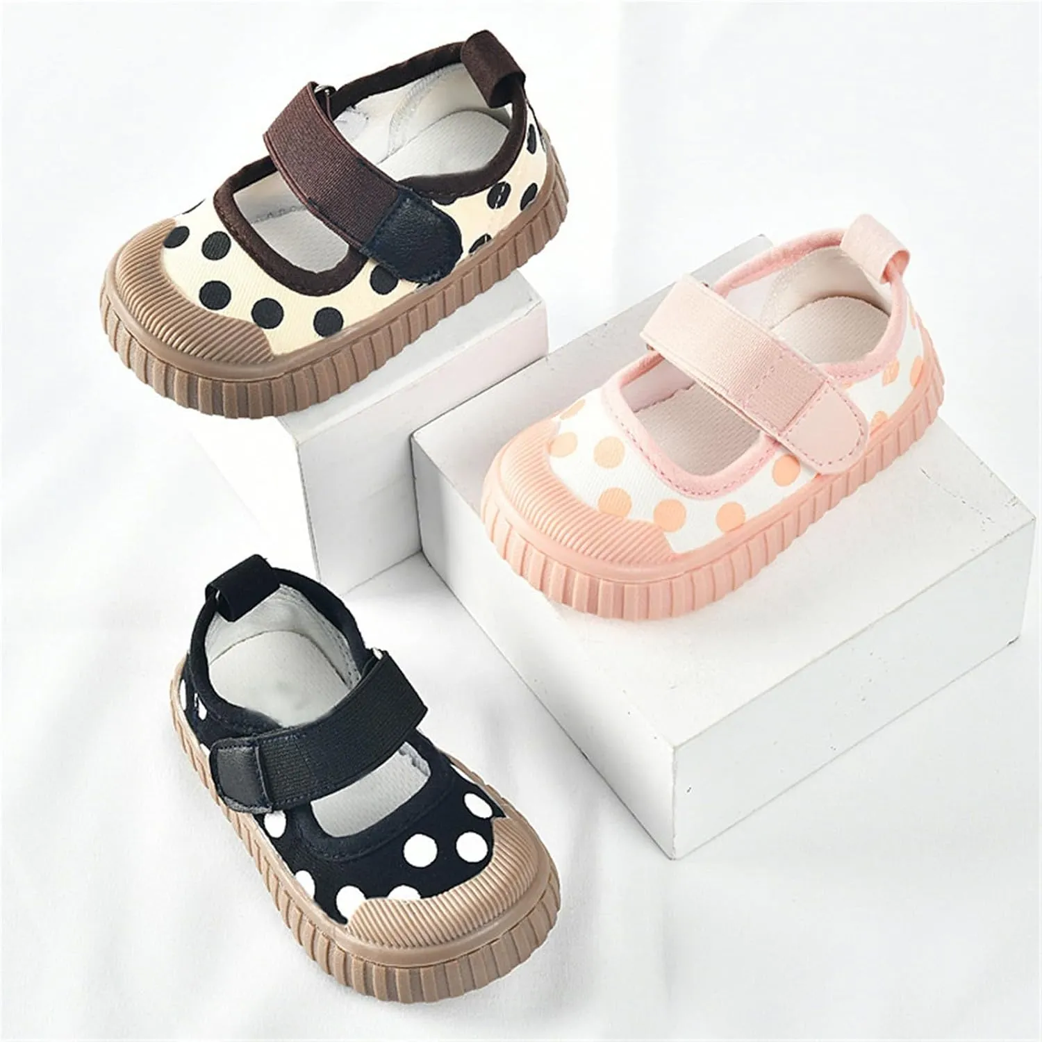 Infant Boys and Girls Sneakers Polka Dot Print Mesh Breathable Non Slip Design Outdoor Casual Shoes Shoes for Toddlers