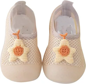 Infant Boys Girls Animal Print Cartoon Socks Shoes Toddler Mesh Floor Socks Non Slip Prewalker Shoes Rattle Shoes