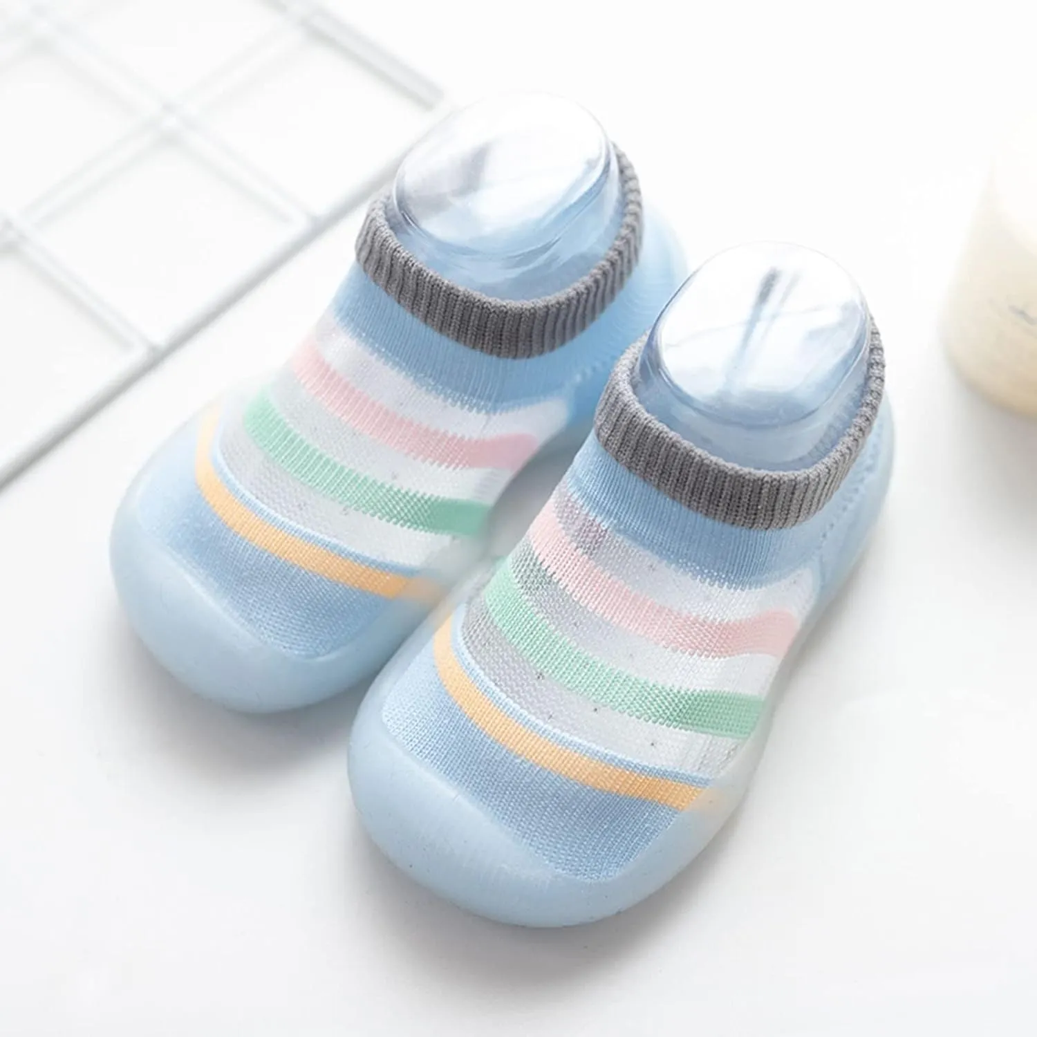 Infant Boys Girls Striped Prints Socks Shoes Breathable Mesh The Floor Socks Non Slip Toddler Baby Shoes