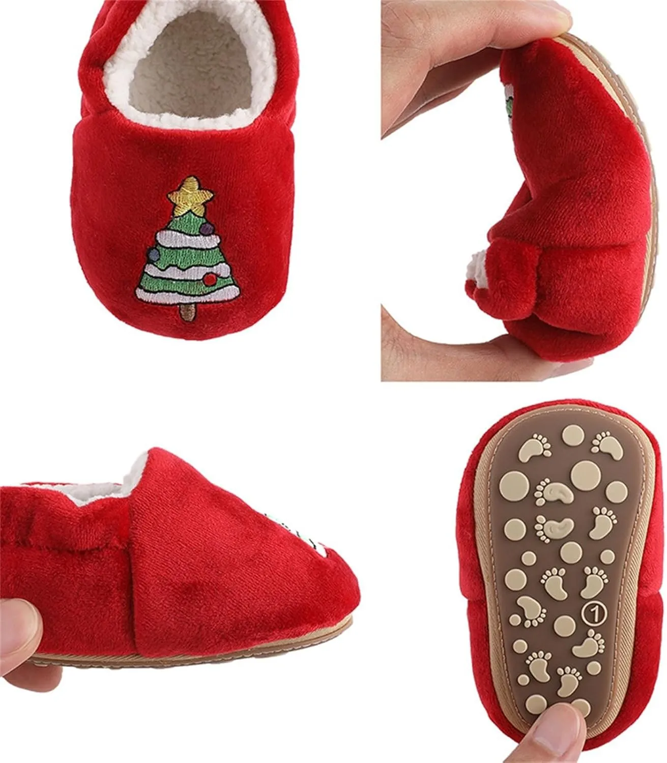 Infant Christmas Booties Soft Baby Santa Winter Warm Slippers Snow Boots Shoes Christmas Tree Prints House Slipper