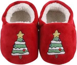 Infant Christmas Booties Soft Baby Santa Winter Warm Slippers Snow Boots Shoes Christmas Tree Prints House Slipper