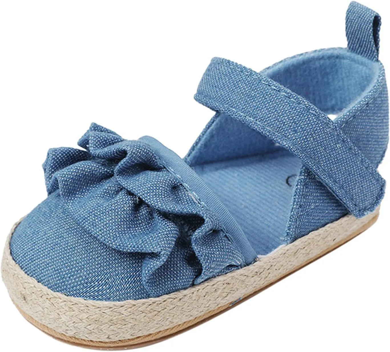 Infant Girls Ruffles Shoes First Walkers Shoes Summer Toddler Flat Sandals 6 Toddler Sandals (Blue, 6-12 Months)