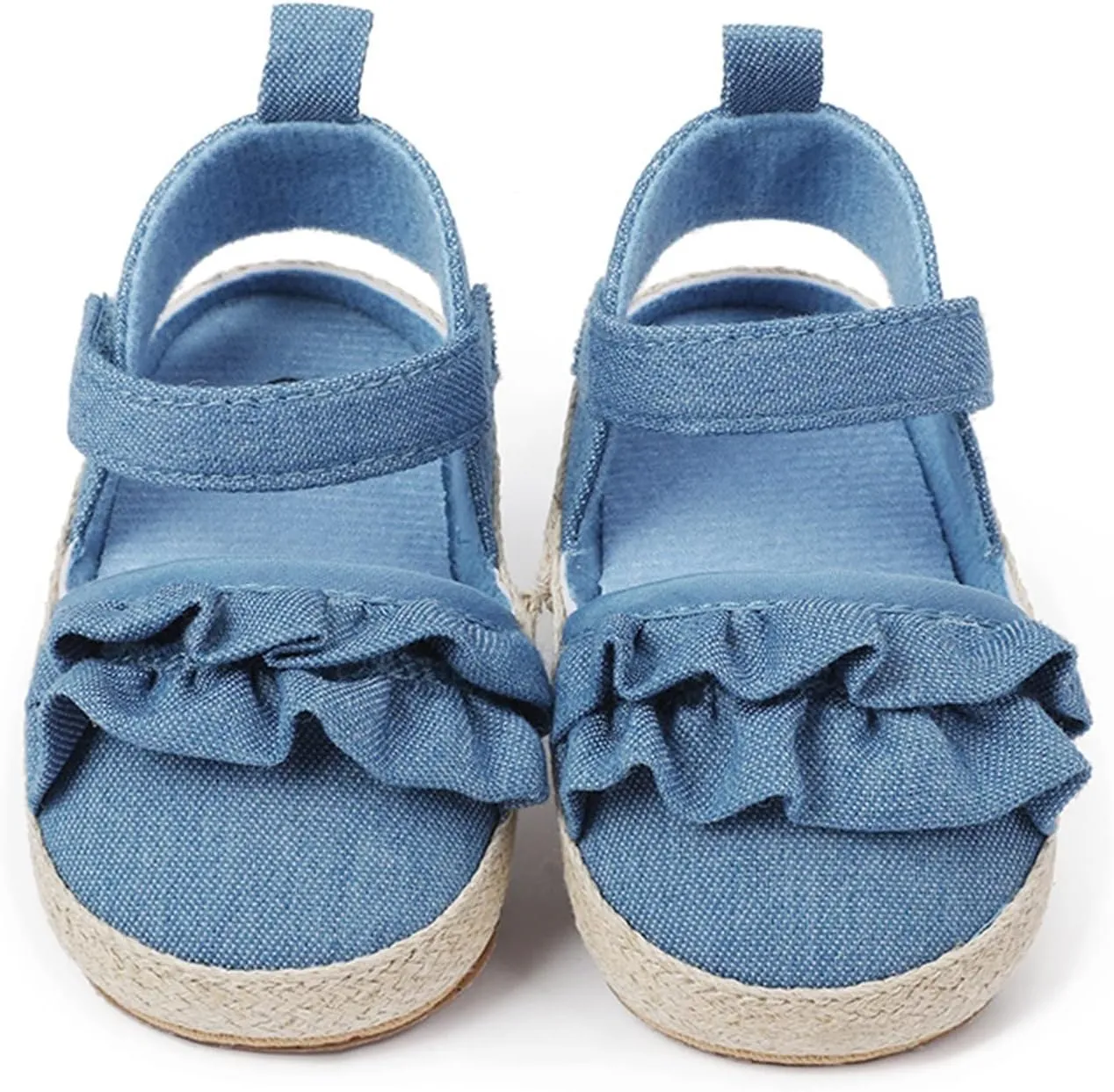 Infant Girls Ruffles Shoes First Walkers Shoes Summer Toddler Flat Sandals 6 Toddler Sandals (Blue, 6-12 Months)