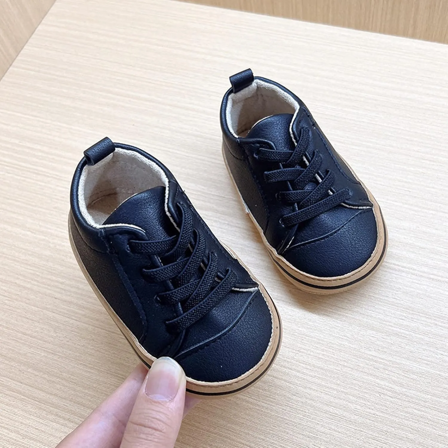 Infant PU Leather Slip On Walking Shoes Baby Boys Girls Soft Rubber Sole Sneakers Toddler Anti-Slip Platform Shoes