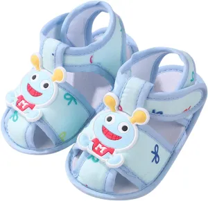Infant Toddler Baby Girls Boys Shoes Sandals First Walkers Prewalkers Cartoon Anti-Slip Soft Sole (Blue, 4 Infant)