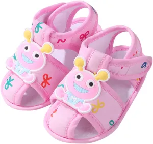 Infant Toddler Baby Girls Boys Shoes Sandals First Walkers Prewalkers Cartoon Anti-Slip Soft Sole (Pink, 4 Infant)