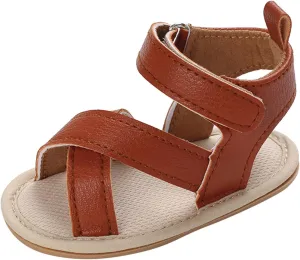 Infant Toddler Baby Girls Boys Shoes Sandals First Walkers Prewalkers Non-Slip Soft Sole Flat Shoes (Brown, 5 Infant)