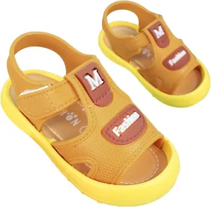 Infant Toddler Baby Girls Boys Shoes Sandals Outdoor First Walkers Soft Anti-Slip Sole Flat Shoes (Yellow, 7.5 Toddler)