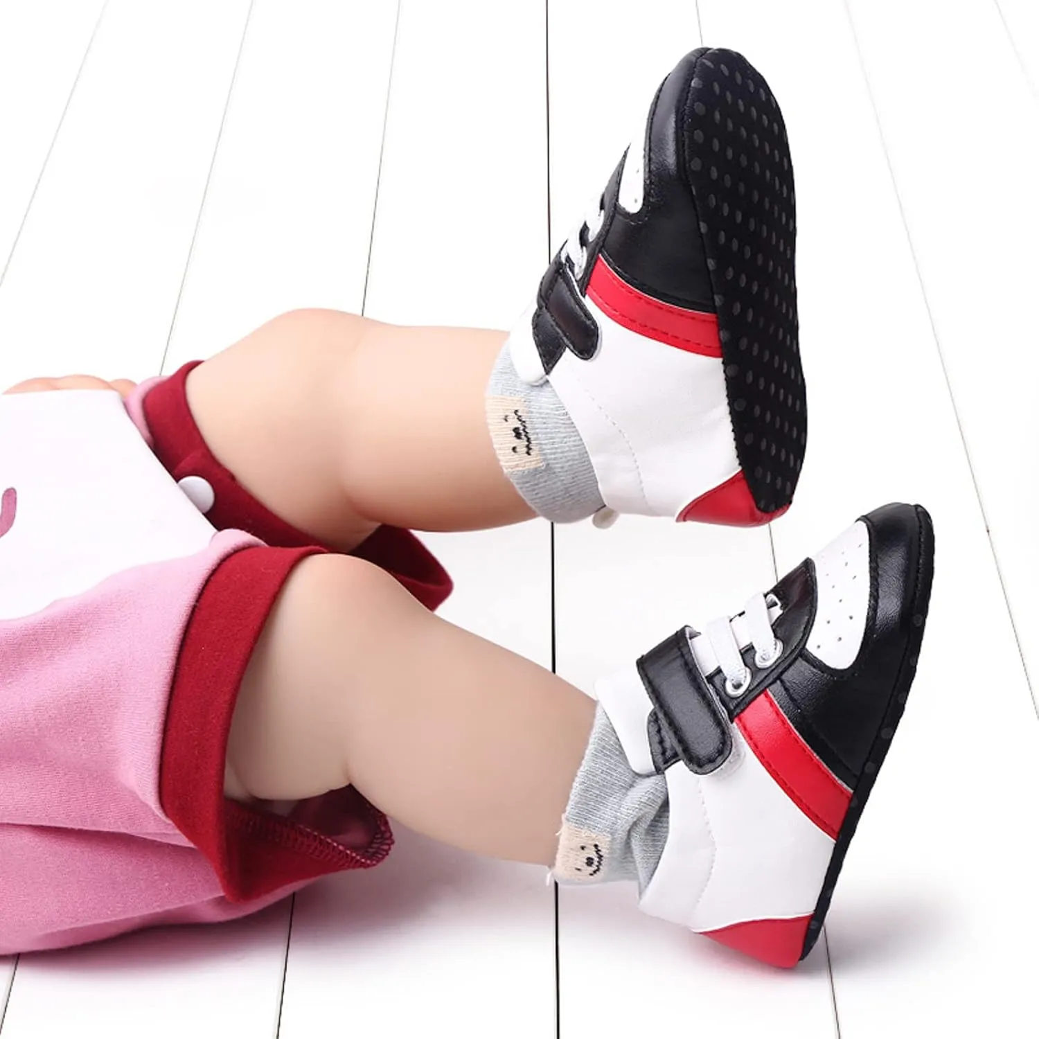Infant Toddler Color Matching Prewalker Sneakers Baby Boys Girls Anti-Slip Soft Sole Lightweight First Step Shoes