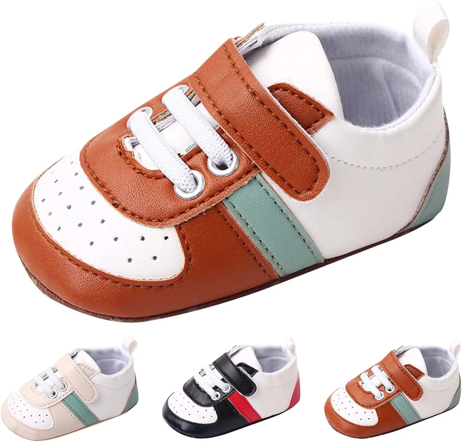 Infant Toddler Color Matching Prewalker Sneakers Baby Boys Girls Anti-Slip Soft Sole Lightweight First Step Shoes