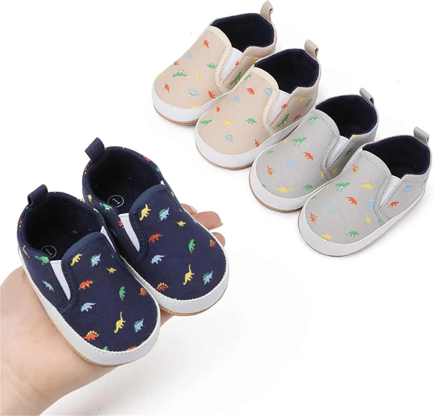 Infant Toddler Dinosaur Print Shoes Summer Outdoor Soft Flat Sole Slip On Non-Slip Canvas Shoes