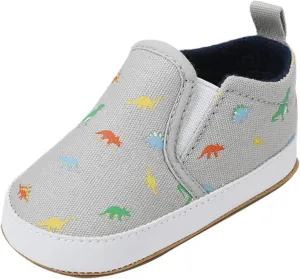 Infant Toddler Dinosaur Print Shoes Summer Outdoor Soft Flat Sole Slip On Non-Slip Canvas Shoes