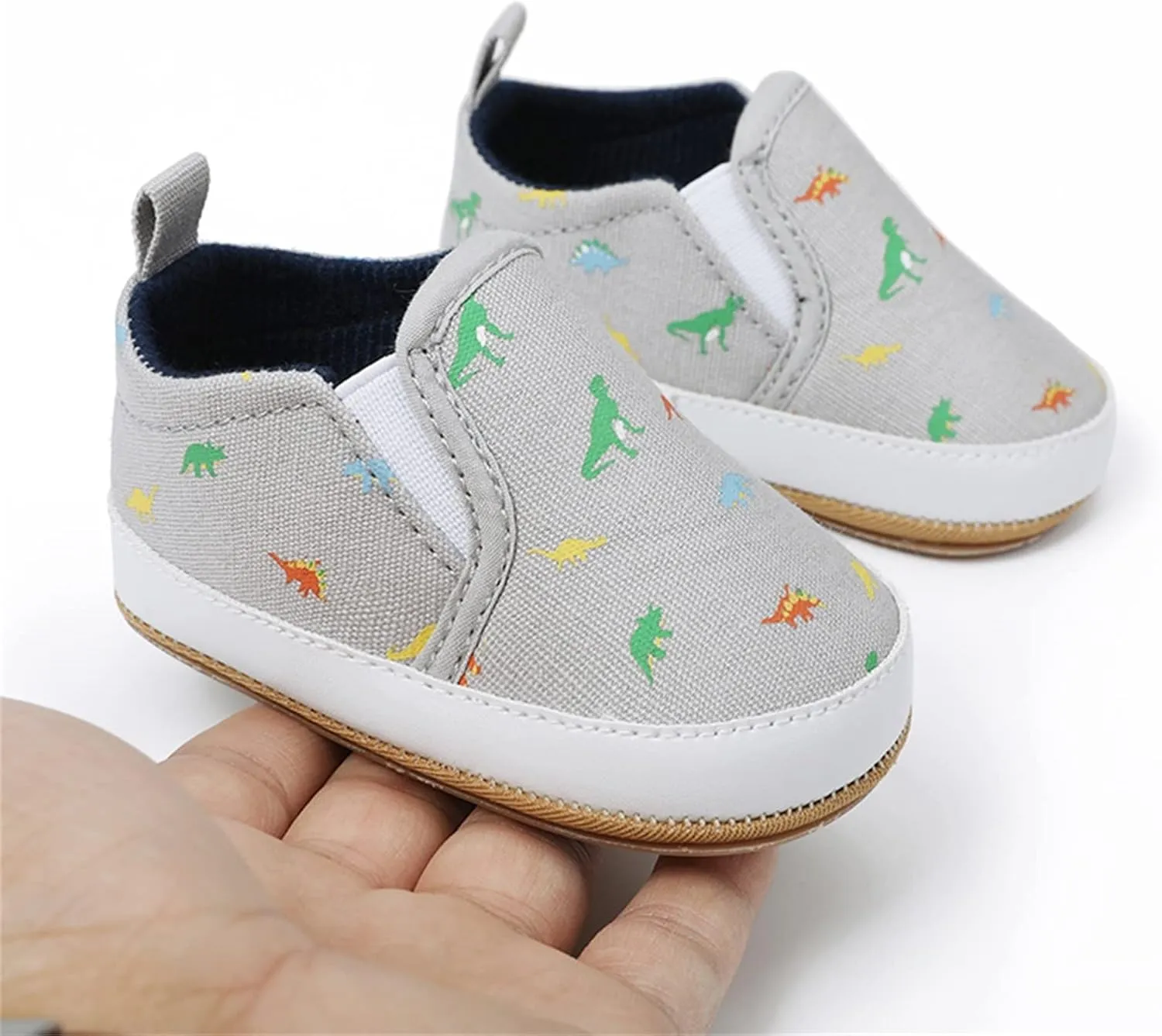 Infant Toddler Dinosaur Print Shoes Summer Outdoor Soft Flat Sole Slip On Non-Slip Canvas Shoes
