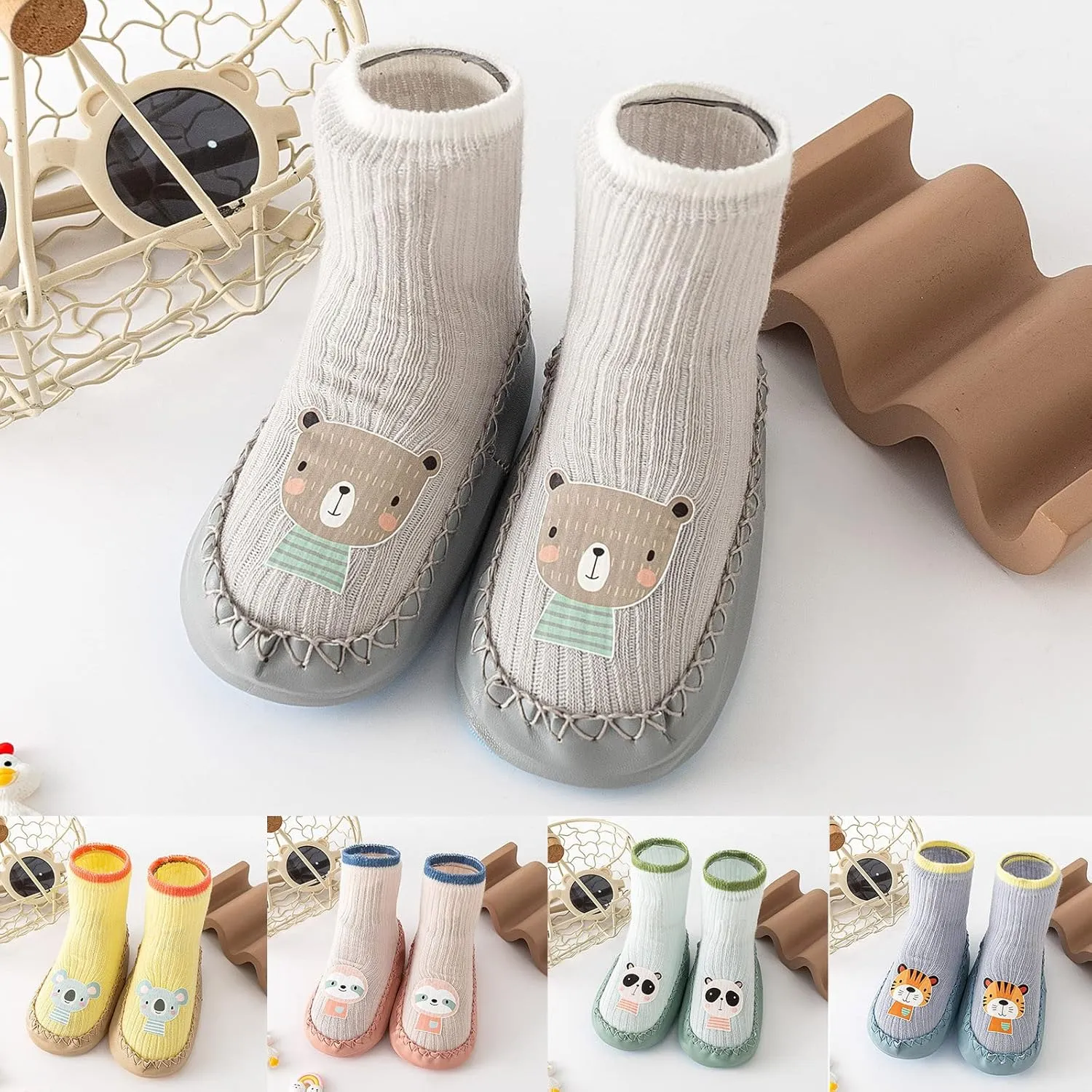 JINCAIHONG Baby Sock Shoes for Infants House Slippers Toddler Boys Girls Babys Walking Shoes with Rubber Soft Sole