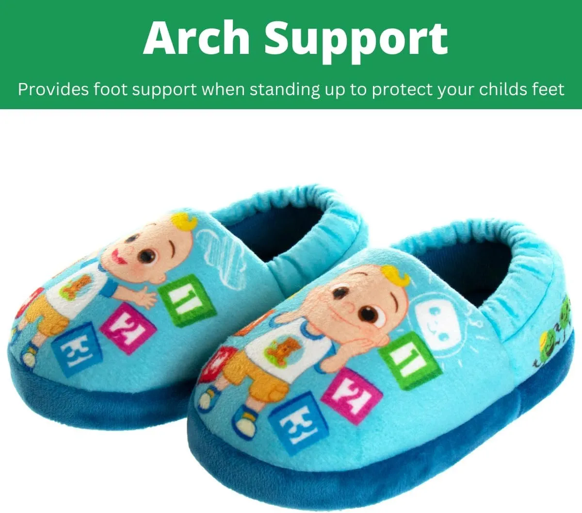Josmo Cocomelon Toddler slippers - house shoes for boys girls warm plush bed moccasins slippers cocomelon shoes (toddler/little kid) size 5/6-11/12