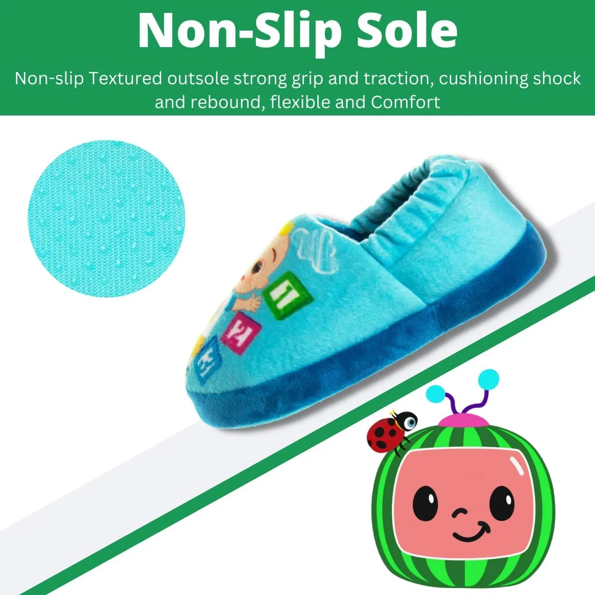 Josmo Cocomelon Toddler slippers - house shoes for boys girls warm plush bed moccasins slippers cocomelon shoes (toddler/little kid) size 5/6-11/12