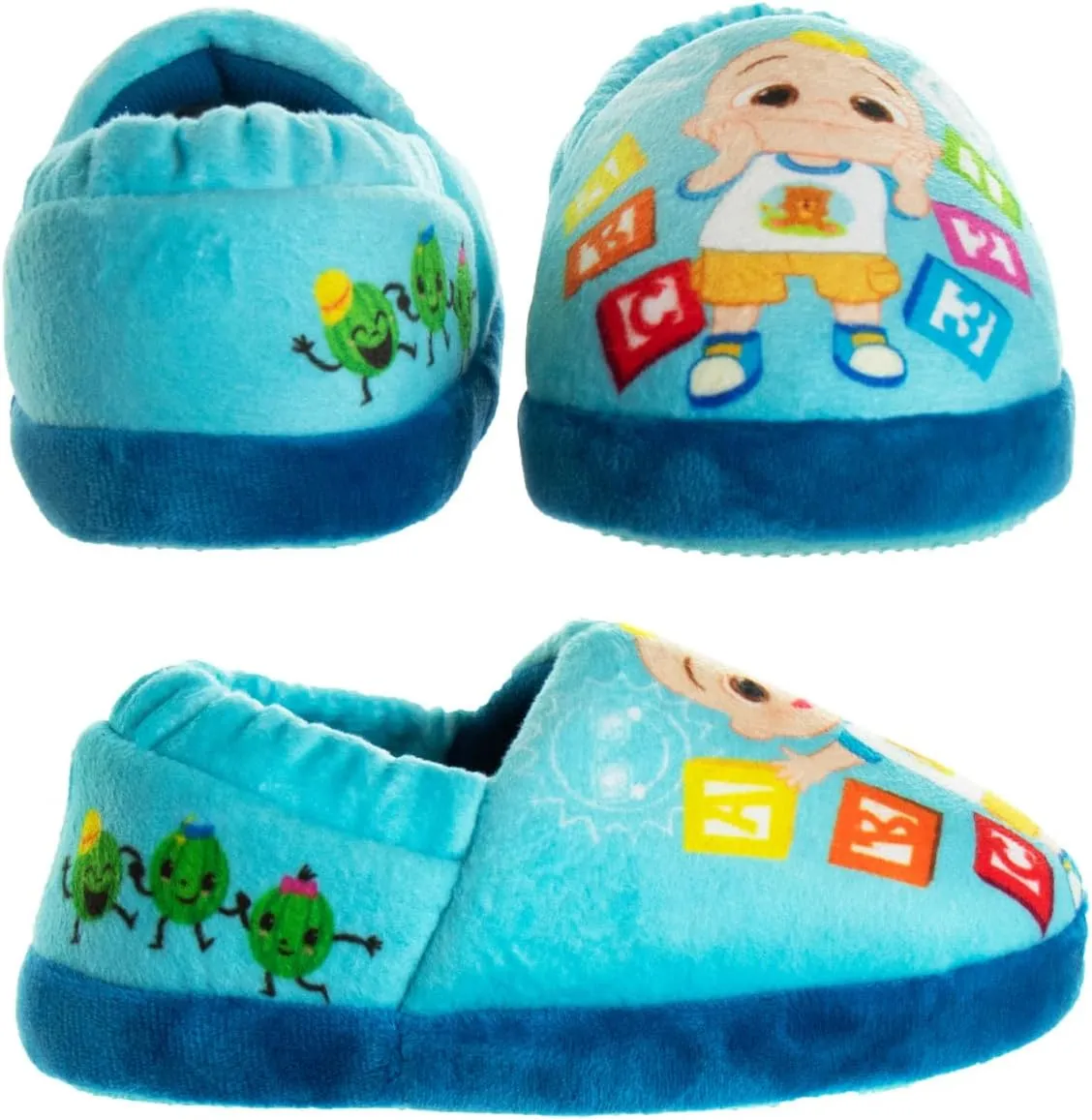 Josmo Cocomelon Toddler slippers - house shoes for boys girls warm plush bed moccasins slippers cocomelon shoes (toddler/little kid) size 5/6-11/12