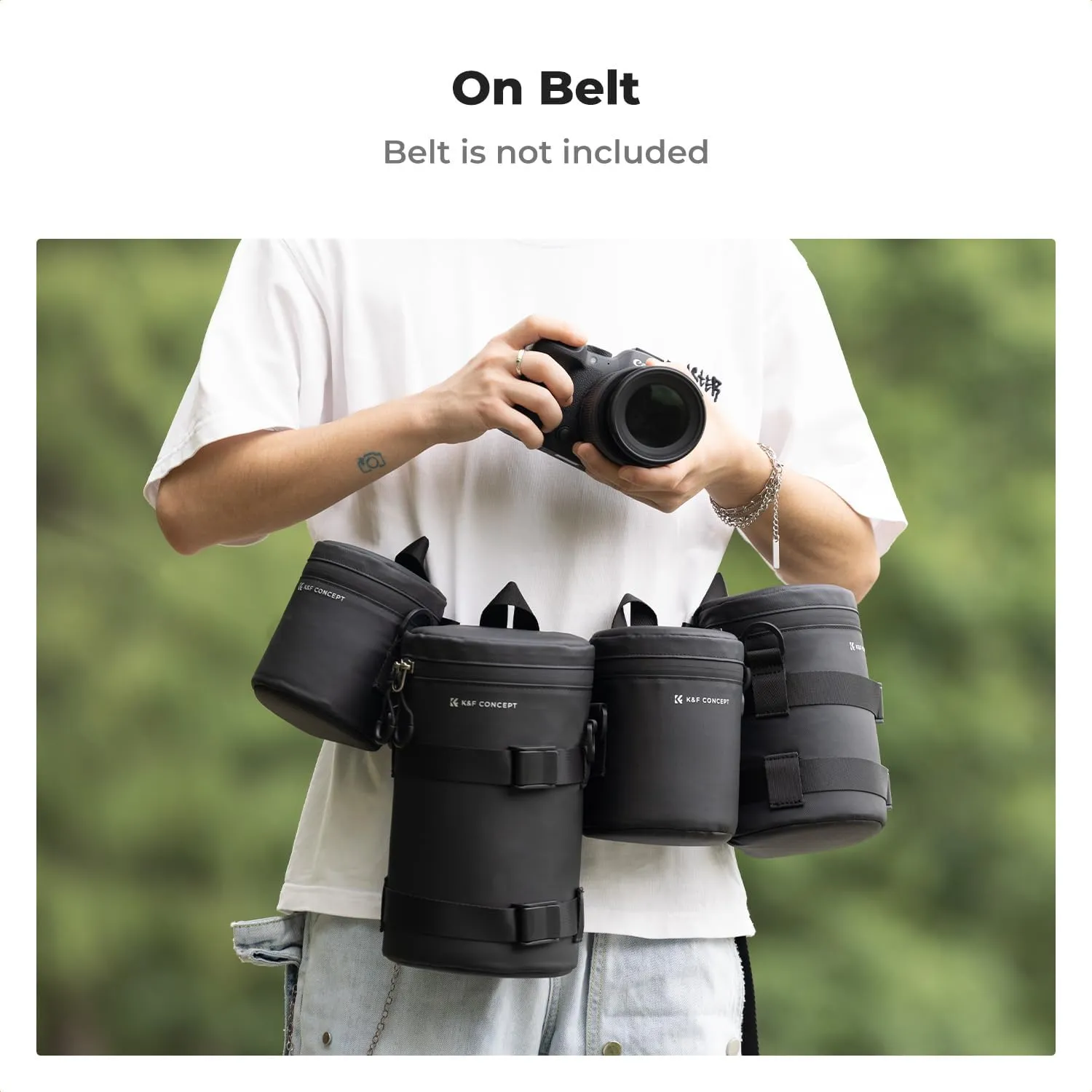 K&F Concept Camera Lens Pouch Case, Waterproof Zipper Protective Bag, Shockproof All-round Carry Bag for DSLR SLR Lens Size Below 2.9" x 4.5" (D x H)