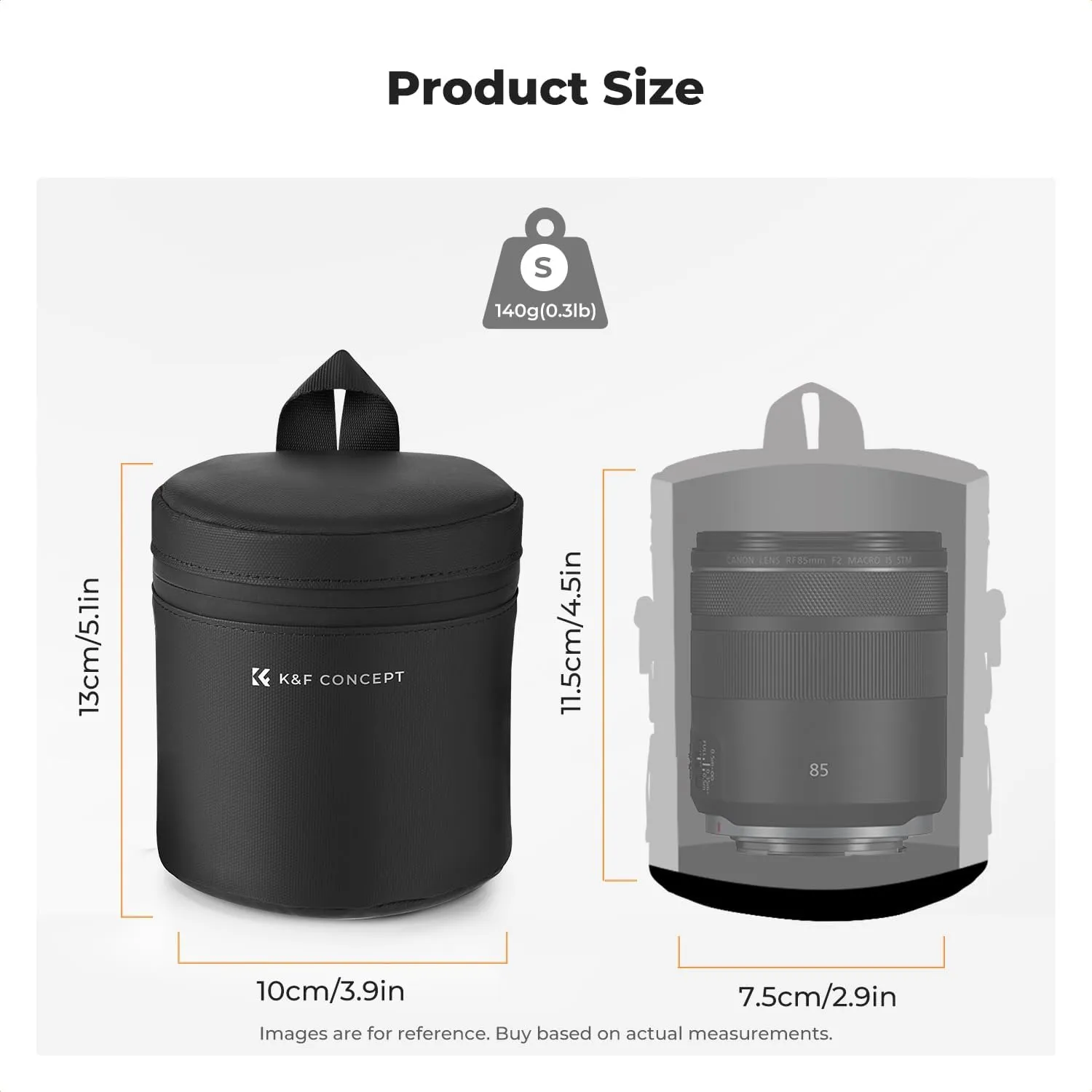 K&F Concept Camera Lens Pouch Case, Waterproof Zipper Protective Bag, Shockproof All-round Carry Bag for DSLR SLR Lens Size Below 2.9" x 4.5" (D x H)