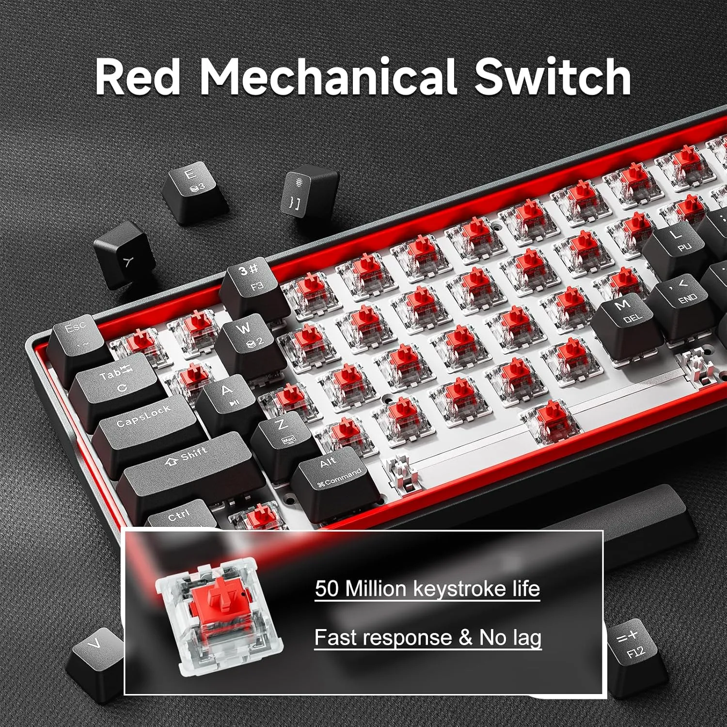 KEMOVE K61SE Gaming Mechanical Keyboard, 60 Percent Wired RGB Backlit N-Key Rollover Compact Mini 61 Keys Keyboard for PC Laptop, Red Switch