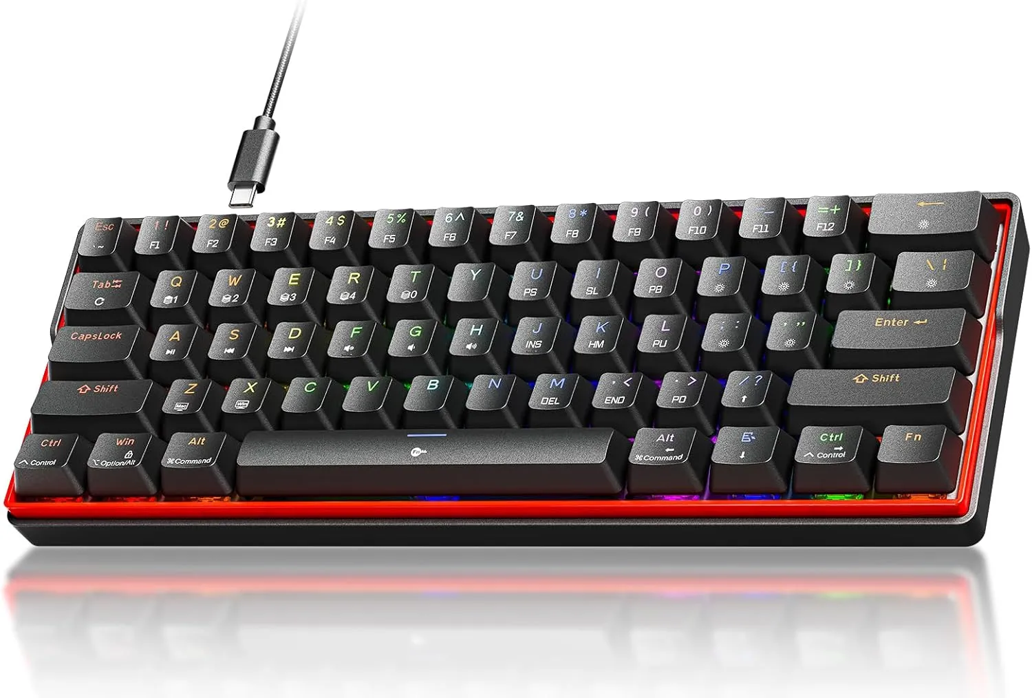 KEMOVE K61SE Gaming Mechanical Keyboard, 60 Percent Wired RGB Backlit N-Key Rollover Compact Mini 61 Keys Keyboard for PC Laptop, Red Switch