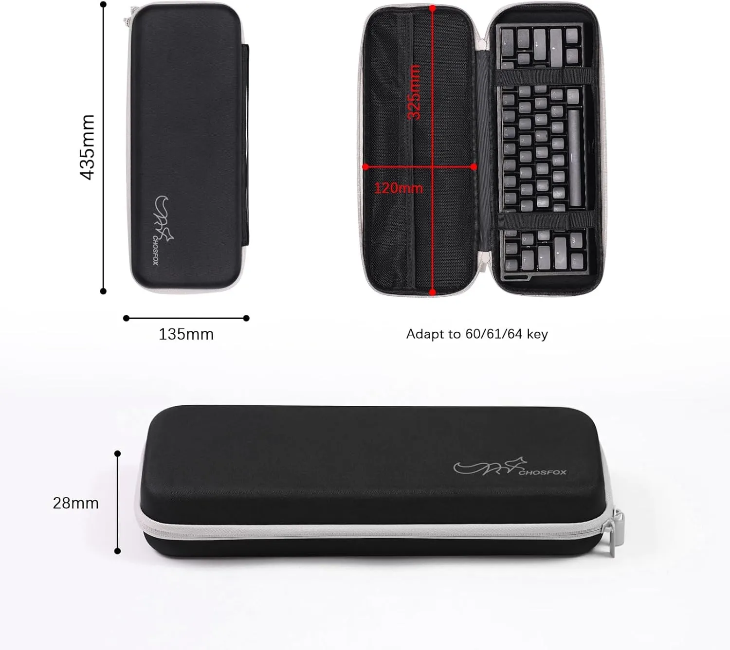 Keyboard Carrying Case for 60-65% Mechanical Gaming Keyboards,Hard Shell Protection for Keychron K6/K6 Pro/Q2 Pro/Q2 Max,Origins 65,Storage for Phone,Cables,USB Flash Drive,Daily