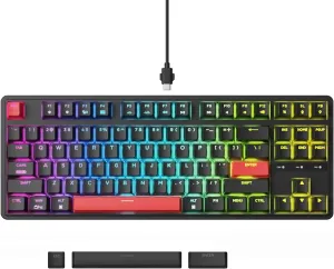 Keychron C3 Pro QMK/VIA Custom Mechanical Keyboard, Hot Swappable Programmable 87 Keys Compact TKL Layout Gasket Mount, RGB Backlight Wired Gaming Keyboard with Red Switches for Mac/Windows/Linux