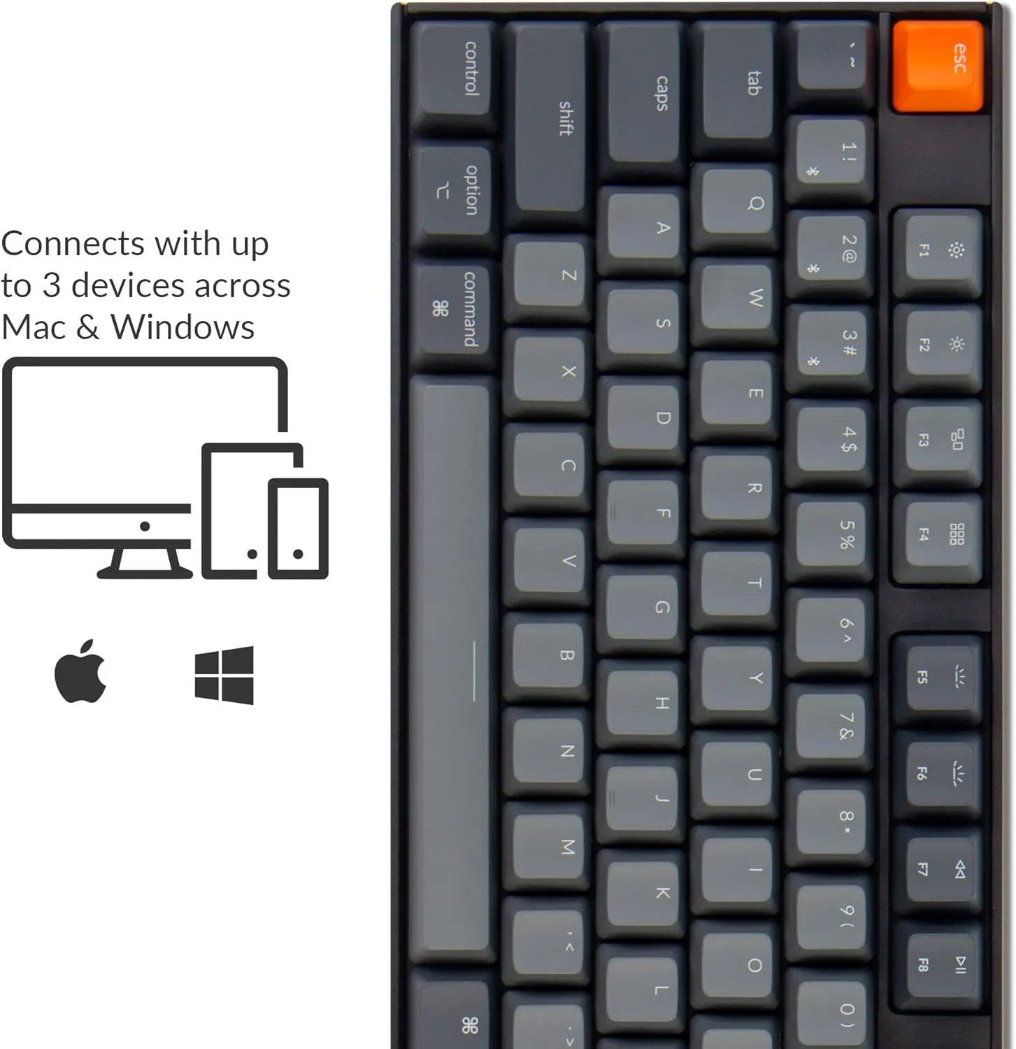 Keychron K10 Full Size 104 Keys Bluetooth Wireless Mechanical Gaming Keyboard for Mac Windows with Gateron G Pro Brown Switch, Multitasking/White LED Backlight/USB C Wired Computer Keyboard