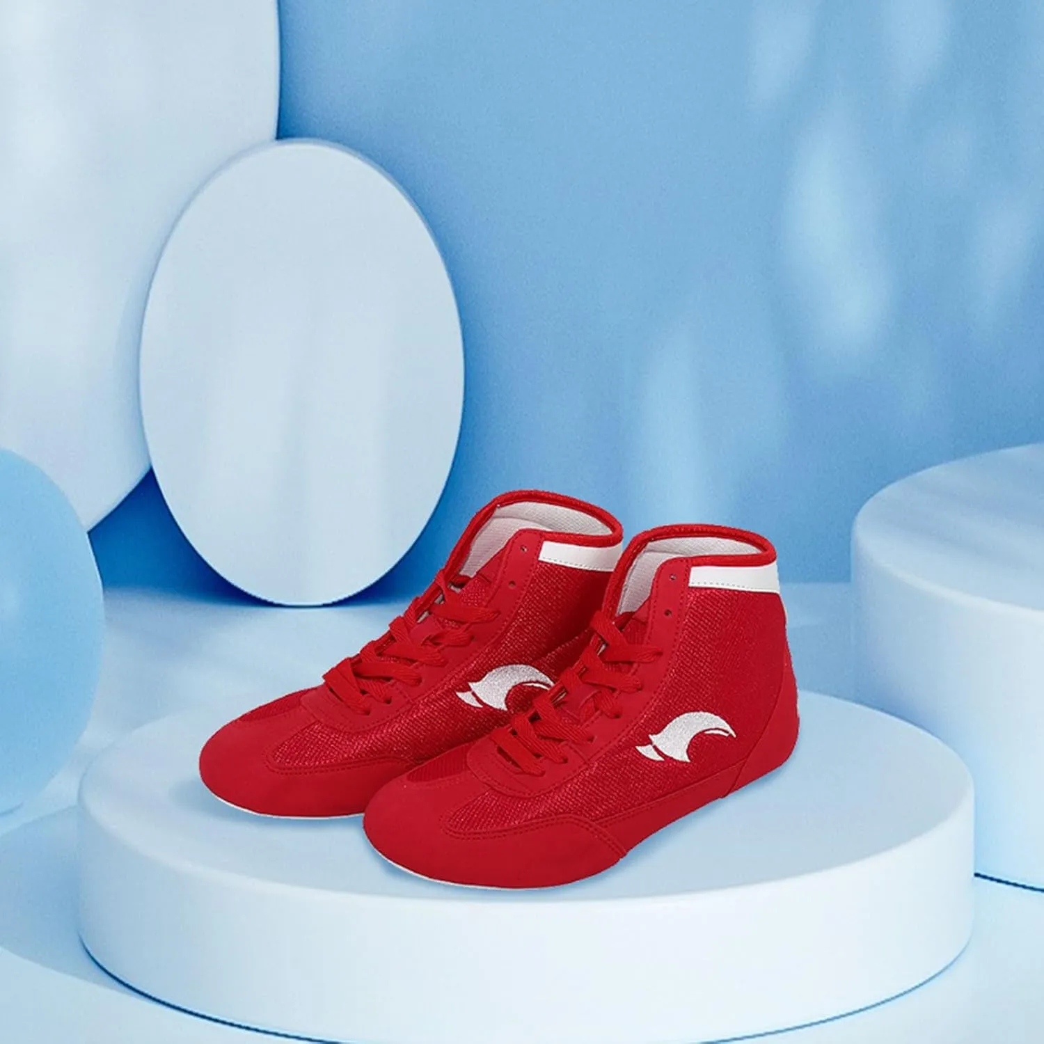 Kids Boys Boxing Shoes Lace-up High Top Training Wrestling Shoes for Boys Competition Training Shoes Youth