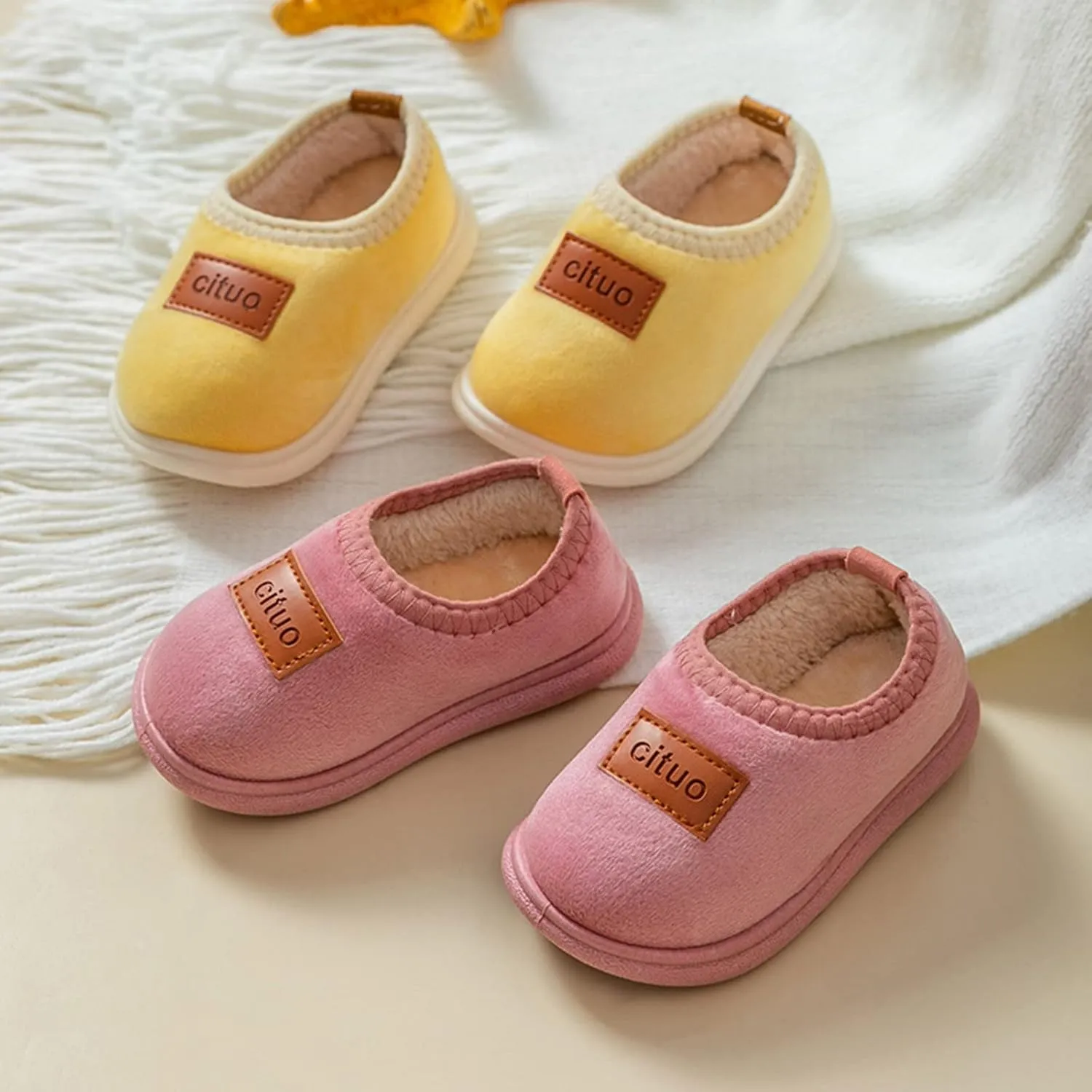 Kids Cotton Sneakers Childrens Girl Cotton Shoes Solid Color Fashion Soft Sole Winter Warm Baby Boy Walking Shoes
