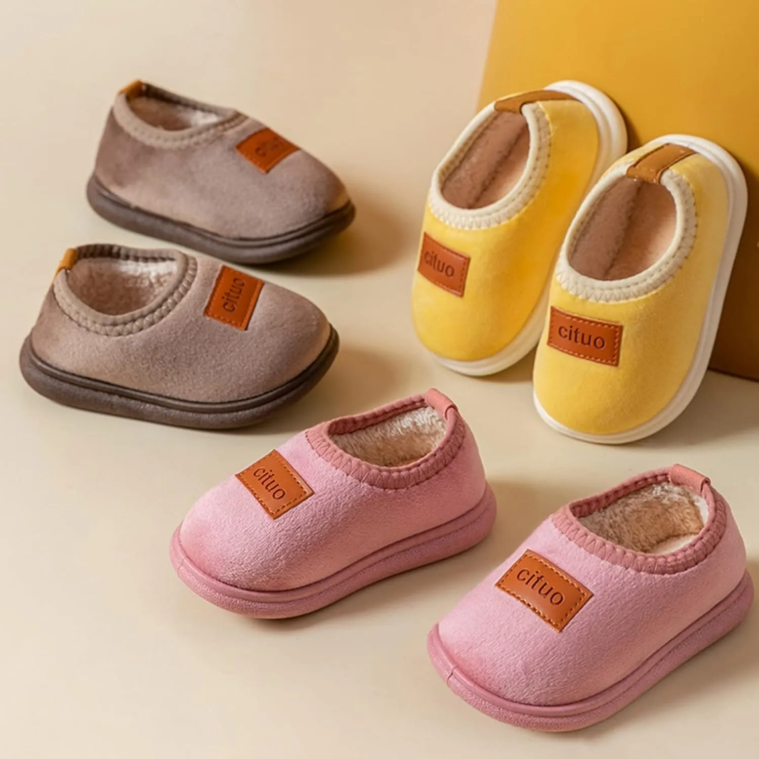 Kids Cotton Sneakers Childrens Girl Cotton Shoes Solid Color Fashion Soft Sole Winter Warm Baby Boy Walking Shoes