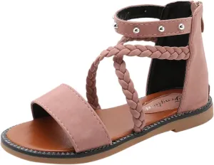 Kids Girl Boy Baby Roman Shoes Summer Sandals Outdoor Beach Anti-Slip Soft Sole Sandals Princess (Pink, 27 Little Child)