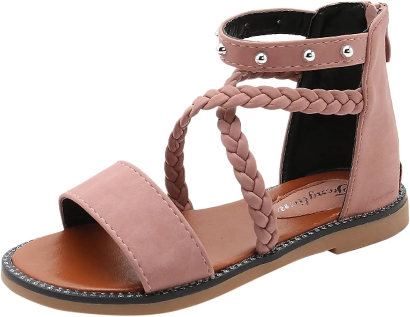 Kids Girl Boy Baby Roman Shoes Summer Sandals Outdoor Beach Anti-Slip Soft Sole Sandals Princess (Pink, 27 Little Child)